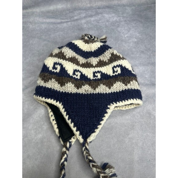 Hand knitted Sherpa wool beanie made in Nepal - Picture 4 of 6